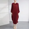 Party Dresses Miyake Pleated Dress Irregular Dress Loose Fashion Medium And Long Women's Age-reducing Meat-covering Color Elegant Skirt 230314