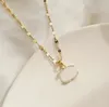 Designer bokstav halsband 18k guld pläterad crysatl pärla strass choker hänge rostfritt stål halsband kedja för kvinnor bröllop fest smycken gåvor linka