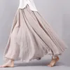 Skirts Women Linen Cotton Long Elastic Waist Pleated Maxi Beach Boho Vintage Summer Faldas Saia 230313