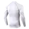 T-shirt da corsa da uomo a collo alto Camicia sportiva ad asciugatura rapida Maglietta da palestra a compressione a maniche lunghe Maglietta attillata da fitness da uomo