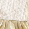 Bed Skirt Beige Velvet Lace Quilted Bedding Bedspread Bed Skirt Pillowcases With Cotton Thick Warm Sheet Mattress Cover Queen King Size 230314