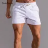 Men's Shorts Samlona Men Leisure Shorts Summer Sexy Lace-up Skinny Shorts Plus size 3xl Male Casual Beach Short Pants Blue White 230313