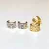 Hoop oorbellen WTLTC Gold Sliver getextureerd voor vrouwen 925 Sterling ronde Steampunk Charms Hoops Jewelry