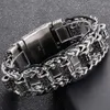 22 mm schweres Vintage-Armband mit religiöser Fahrradkette für Männer, Punk, 316L Edelstahl, Totenkopf, buddhistische Schriften, Gliederarmbänder, Lederarmband, Schmuck