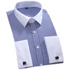 Men's Casual Shirts M~6XL Men's French Cuff Dress Shirt White Long Sleeve Formal Business Buttons Male Shirts Regular Fit Cufflinks Shirt 230314