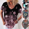 Blouses Femmes 2023 T-shirts pour femmes Mode Thème Floral T-shirt Plantes T-shirts Vêtements d'été Basique Femme Tops 3D Imprimer Pull Lâche