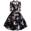 Sukienki imprezowe seksowne ukochane szyi w stylu vintage sukienka sukienka w górę huśtawka kwiatowe pół rękawów Bowknot vestidos wieczorny impreza rockabilly sukienka retro 230314