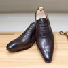 Luxury Classic Lace Up Oxford Comfortable Mens Dress Shoes Genuine Leather Handmade Formal Office Business Wedding Shoes for Men