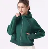 Lu Lu Lemons Scuba Hoodies Full Reißverschluss Outdoor Freizeitpullover Fitnessstudio Kleidung Frauen Tops Workout Fiess lose dicke Yogajacken Übung Rennen Kapuzenmantel