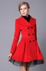 Женская шерстяная смеси Ruffles Women Cashmer Coat Элегантная шерстяная куртка England Style и куртка -пластырь