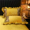 Bed Skirt Luxury Crystal Velvet Fleece Super Soft Quilting Lace Bedskirt Bedclothes Mattress Cover Bedspread Pillowcases Home Textiles 230314