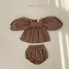 Kledingsets Vintage kanten borduurwerk meisjes kleding set lente herfst lange mouw baby jumpsuit voor peuter meisjes kleding kinderen pakken 230313