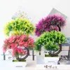 装飾的な花1PCシミュレートされた花の偽の緑の植物鉢植えのペルシャグラスプラスチック製フラワーポット人工庭の装飾製品