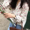 Women's Blouses & Shirts Floral Women Elegant Ulzzang V-neck Chic Blusas Mujer Long Sleeve Spring Casual All-match Cozy Feminine Hipster