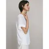 Женская футболка Summer Women Women Cotton Lense Funt Cround Seck Thin Thin Thin Throughered Propante Loose Lothing Tops 230314