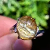 Clusterringen Top Natural Gold Rutilated Quartz Ring Verstelbare maat 925 Sterling Silver Fine Jewelry 11x9mm feest bruiloft