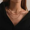 Choker Gold Silver 3 skiktad länkkedjemynt Pendant Necklace Set for Women Charms Fashion Collier Femme krage