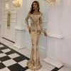 Casual Dresses Women Winter Sexy Slash Neck Long Sleeve Floral Sparkly Sequins Luxury Celebrity Bodycon Evening Party Dress Gold