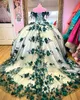 Modern Green Off the Shoulder Quinceanera Dresses 3D Flowers Formal Prom Graduation Gowns Princess Vestidos de 15 Anos