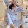 Vêtements de nuit pour femmes Ensemble de pyjamas imprimés Col rabattu Vêtements de nuit décontractés TopPants à manches longues 2 pièces Costume Maison Vêtements Loungewear 230314