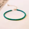 Strand Simple Square Turquoise Bracciale Moda Donna Ragazze Gioielli Accessori in pietra verde