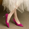 Elbise Ayakkabı Cialisa Bahar Kadınlar için Seksi Siparişli Ayak Parçası Purple Kid Süet Pompalar Düğün Partisi Slip-İnce Yüksek Topuk Leydi Ayakkabı