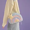 Sacs de soirée Rainbow Plush Femme Messenger Version Douce et belle Jeunesse Largecapacité Demi-cercle Épaule Aisselles 230314