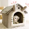 Inne dostawy kotów Składane łóżko Pet Dog House Winta Willa Sleep Kennel Wyjmowane ciepłe gniazdo Zamknięte namioty Cave CAMA Gato 230314