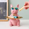 Decorative Objects Figurines Nordic French Bulldog Sculpture Dog Statue Jewelry Storage Table Decoration Gift Belt Plate Glasses Tray Home Art 230314