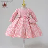 Robes de fille Yoliyolei Leafs Mode enfants robes pour filles fête enfants mi-mollet Appliques veste sac costume Puffy fille robe 4 à 6 ans