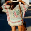 Women's Blouses Hirigin Women Ladies Summer Boho Hippie Tassels Shawl Top Floral Kimono Loose Blouse Cape Cardigan Femme