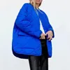 Women's Down & Parkas Jacket Thin Coat Vintage Outwear Streetwear Pocket Blue Armygreen 2023 Winter Ladies Bomber Jackets