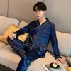 Men's Sleepwear Pajamas Men Home Clothe Suit Silk Satin Sleepwear Long sleeve Pajama Sets Autumn Winter Sleep Tops Pants Large size Loungewear 230313