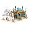 Dekorativa föremål Figurer Eid Night Lights Ornament Decor 3D Mosque Castle LED Islamiska trähantverksgåvor Eid Al Fitr Decorations for Home 230314