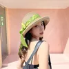 Chapeaux à large bord OMEA été chapeau de paille femmes ruban vert plage rétro coréen voyage soleil élégant seau vacances concepteur casquette décontracté