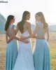 V Neck Rustik Country Bridesmaid Dresses Plus Size Simple Chiffon Pleated Long Girls Maid of Honor Dress A Line Cap Sleeves Wedding Guest Party Formell klänningar CL2010