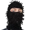Berretti passamontagna fatti a mano berretto da sci di Halloween divertente bobina nera copricapo in lana invecchiata berretto maschera da ballo di fine anno caldo