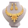 Chaînes RoseL plaqué or ensemble de bijoux de haute qualité pour les femmes arabie saoudite collier de mariée et boucles d'oreilles dubaï 24KChains