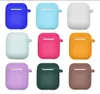 Silicone Earphone Headphone Tips Cases For Airpods 1/2 Case Cover Headphone Accessories Protective Box For Apple Airpods 2 Case Bag With Hook pp package wholesale