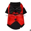 Dog Apparel Pet Clothes Suit Formal Bowtie Shirt Winter Fashion Party Costume Boy Coat Small Dogs Girl Dress Drop Delivery H Dh397