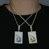 Iced Out Bling US Dollar Pendant Halsband för män Fashion Geometric 5a Cubic Zircon Hip Hop Cool Punk Styles Halsband smycken för män pojke party grossist