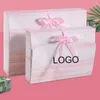 Brocada de presente 5pcs logotipo personalizado fita de fita Bow Boxs de papel caixa de embalagem lenço de pijama camisa Pacote de embalagem Pacote peruca