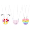 Kedjor 2 stycken Set Friends Magnetic Half Heart Pendant Halsband Trasig BFF Par God smyckespresent