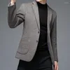 Herenpakken mode solide kleur slanke blazers heren zakelijk casual pak jassen mannen hoge kwaliteit wol formele blazer jas mannelijke kleding e821