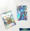 100pcs 7x10cm Small Gift Hologram Packaging Plastic Bags with Hanger Hole Flat Bottom Zip Lock Sealing Packing Bags