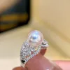 Office Lady Pearl Cz Finger Ring 925 Sterling Silver Engagement Wedding Band Ringen voor vrouwelijke mannen Verjaardagsfeestje sieraden