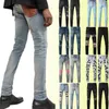 Ripped miri 40 jeans off~Men's Jeans designer Knee Skinny Straight Size 28-40 Motorcycle Trendy Long Hole High Street denimpurple Designer stack