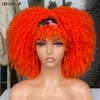 14Short Haar Afro Kinky Curly Pruiken met BANGS Womens Headband Wig Synthetisch Natural Brown Blonde Wig Party Cosplay Lolitafact