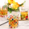100st matsal Bardinat glas skandinaviskt modehandmålade mönster juice väv kontrast mugg förtjockad glas mugg vävt whisky vinglas