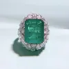 Vintage 8CT Emerald Diamond Ring 100% Real 925 Sterling Silver Party Wedding Band Rings for Women Bridal Engagement Jewelry Gift